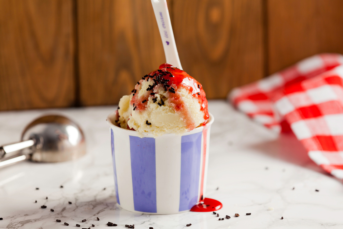 ice cream with syrup