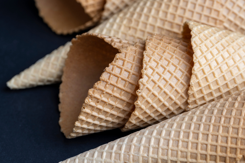 Waffle cones for ice cream
