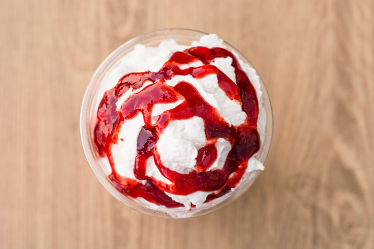 Whipped Cream With Strawberry Syrup on Top 